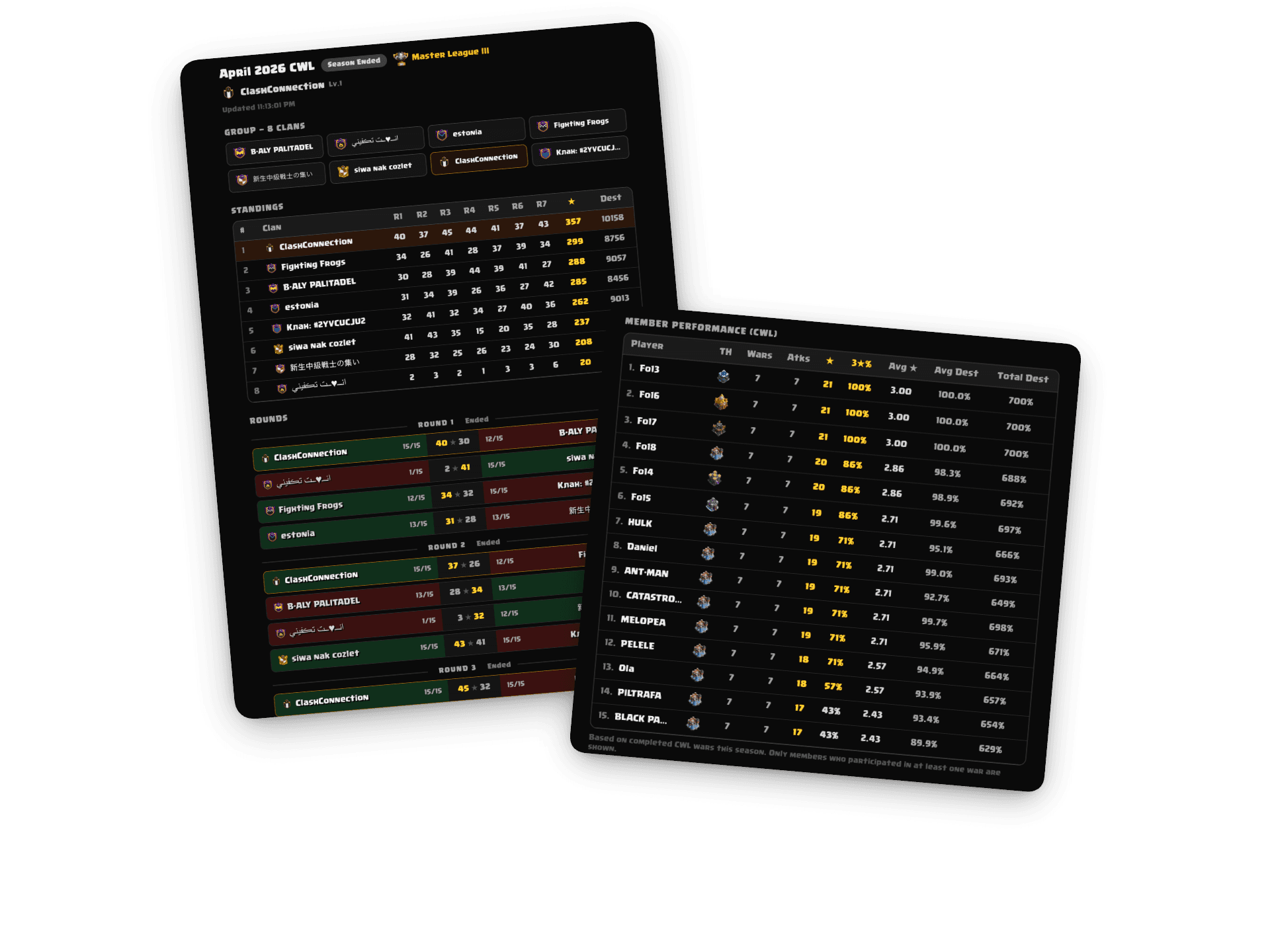 Clan War League tracker preview